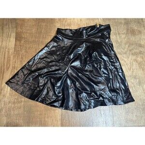 Double Heart Skirt Womens Small S Black Metallic Shine Vintage USA Polyester